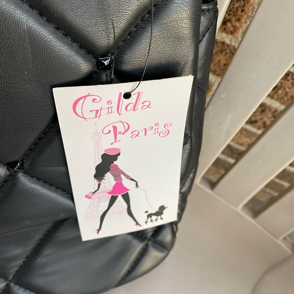 GILDA PARIS Chic Black Quilted Shoulder Bag NWT - Picture 3 of 11